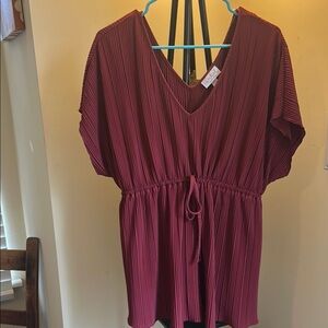 Women's Burgundy V-Neck Top